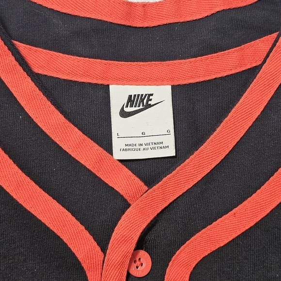 Nike Baseball Button Shirt Flames Championship Men's Large DV9642-010 Black red - Picture 7 of 11